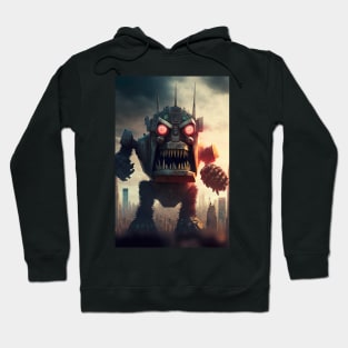 Alien Monster giant robot cyborg attacking the city Hoodie